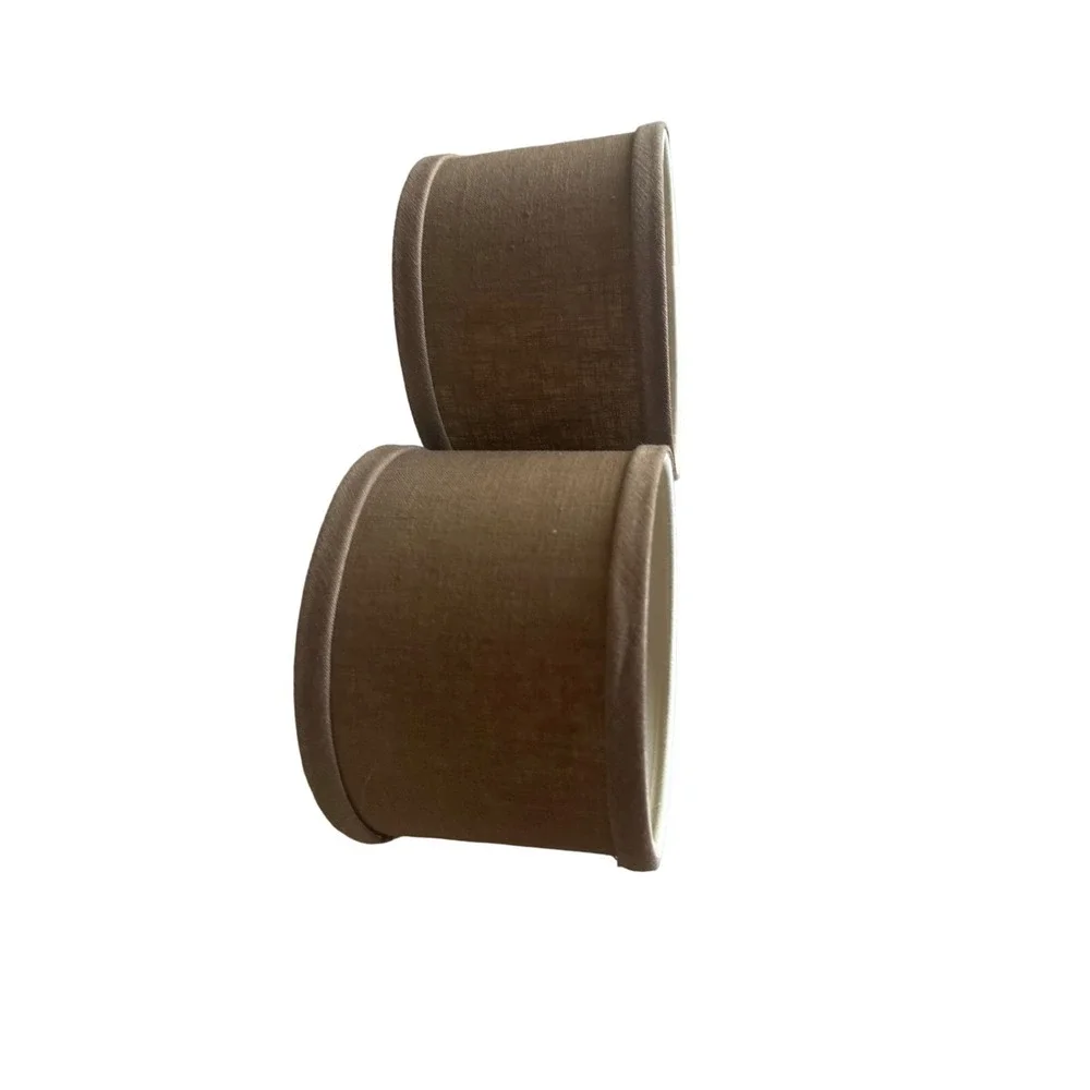Set of 2 Brown Linen 5.5 inch Drum Shade (4 inches high)